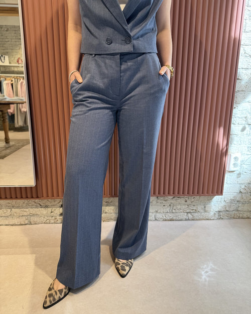 Alain Pinstripe Smart Pants | Steel Blue