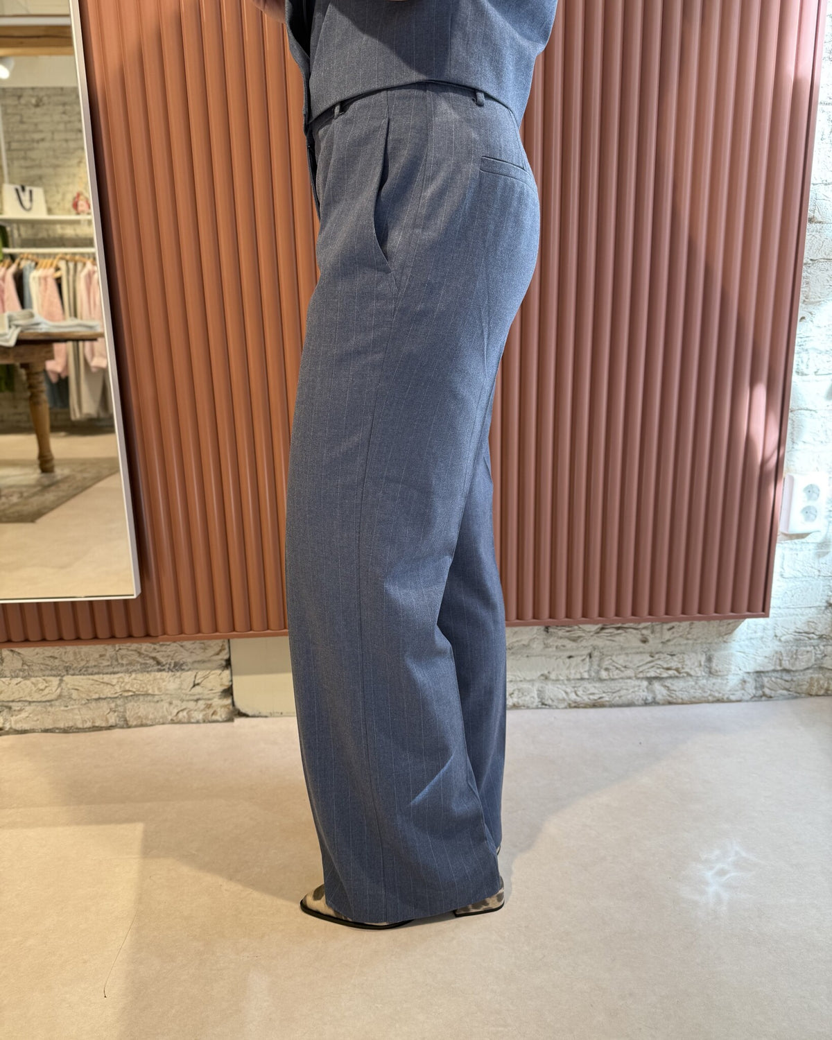 Alain Pinstripe Smart Pants | Steel Blue