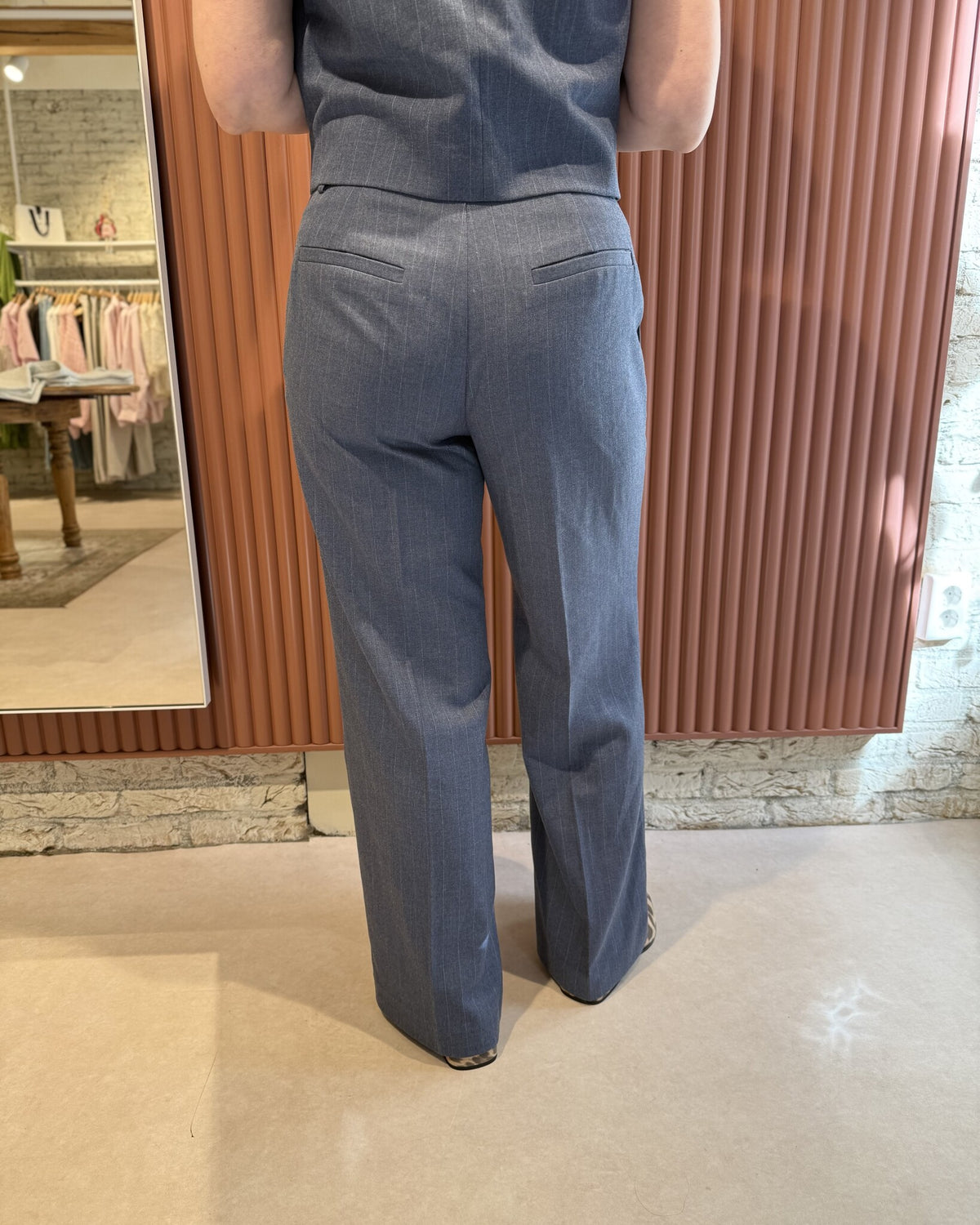 Alain Pinstripe Smart Pants | Steel Blue