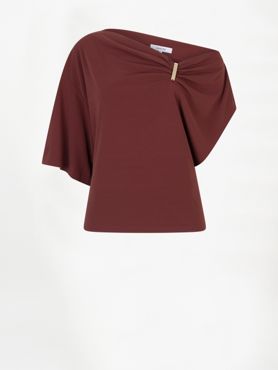 Gou embellished drapey top | Berry Red