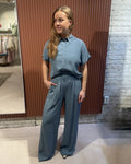 Benji viscose pants | Blue stone