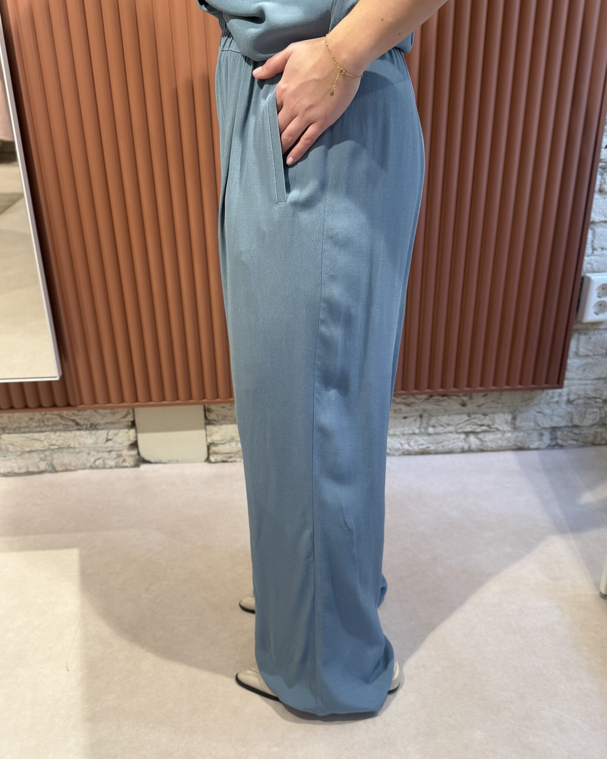 Benji viscose pants | Blue stone