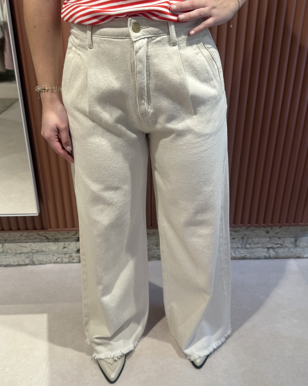 Lux grain jeans | Raw white
