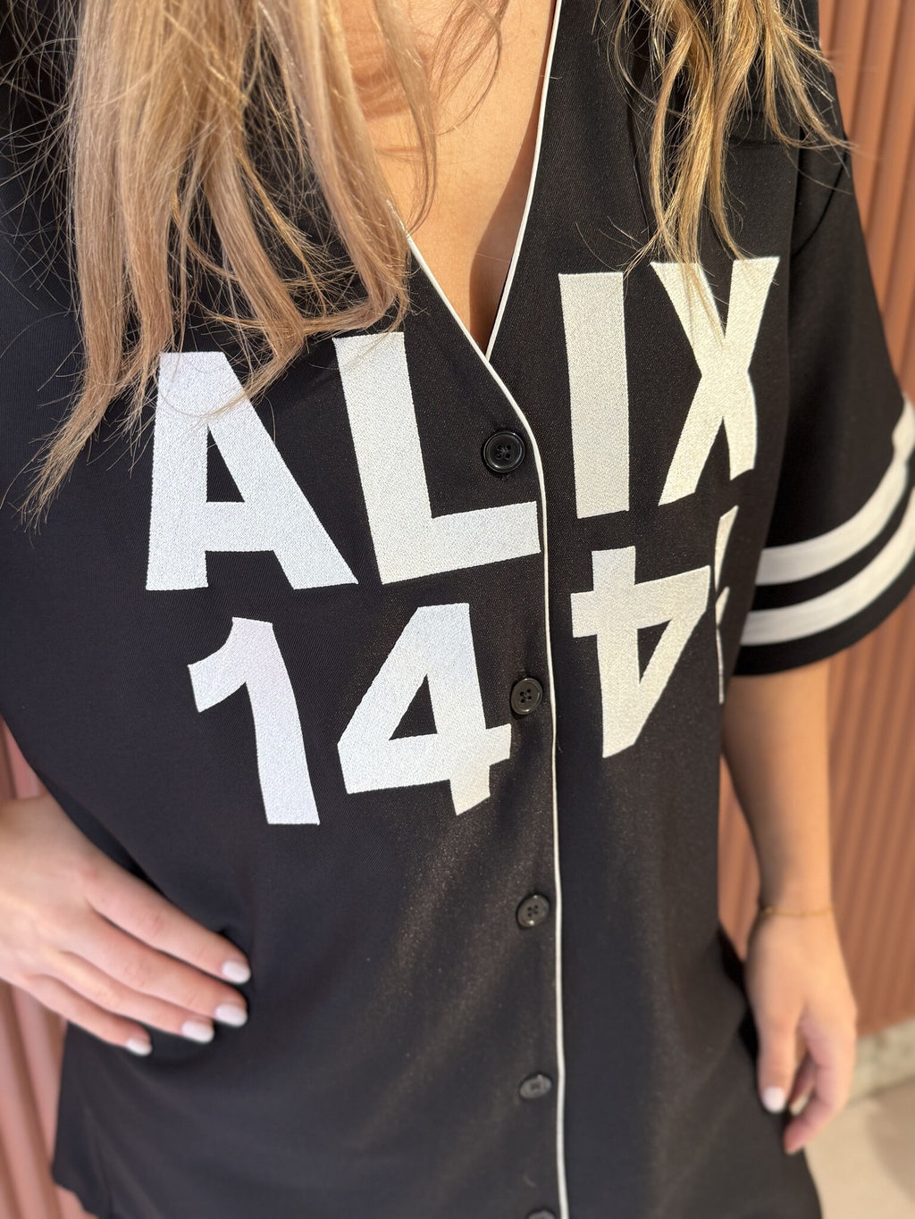Baseball shirt dress | Black