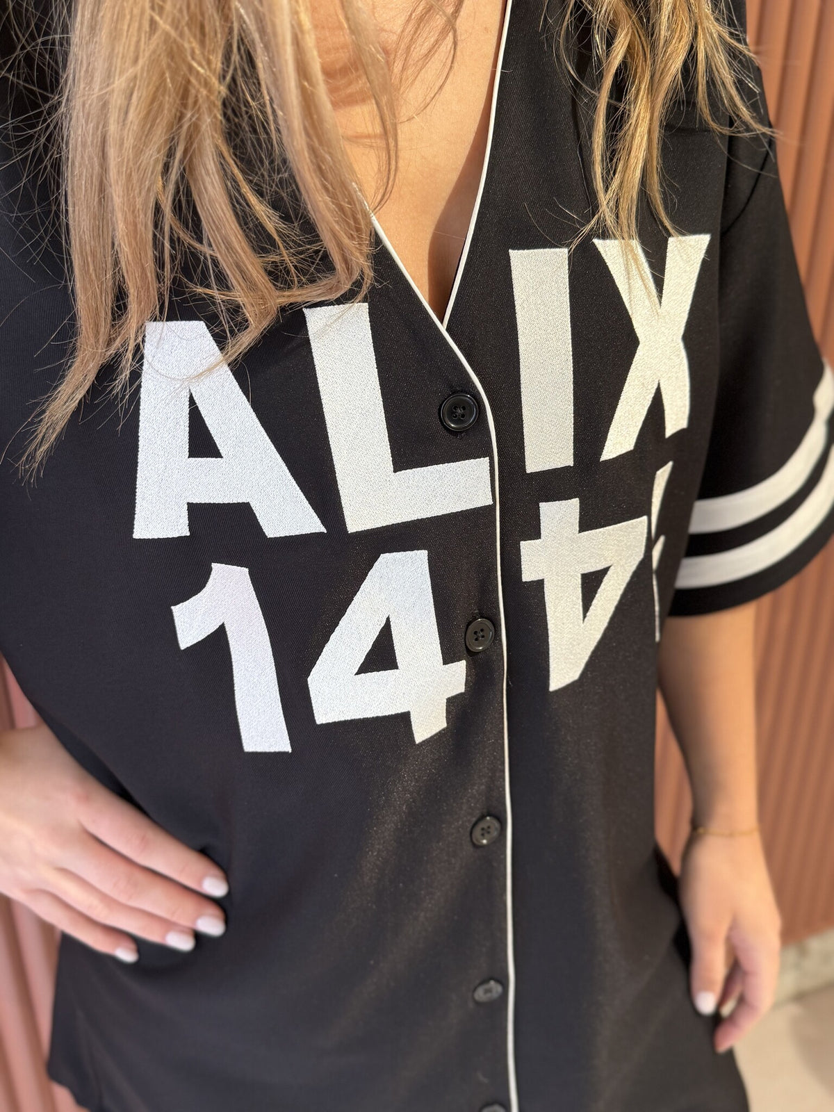 Baseball shirt dress | Black