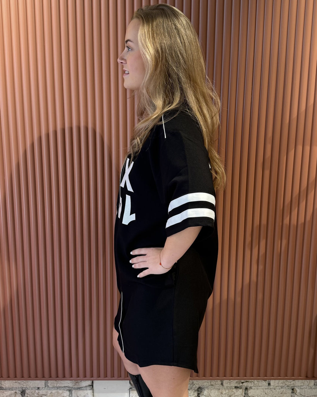 Baseball shirt dress | Black