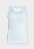 Babette Silk U-Neck Long Lace Top | Nantucket Blue