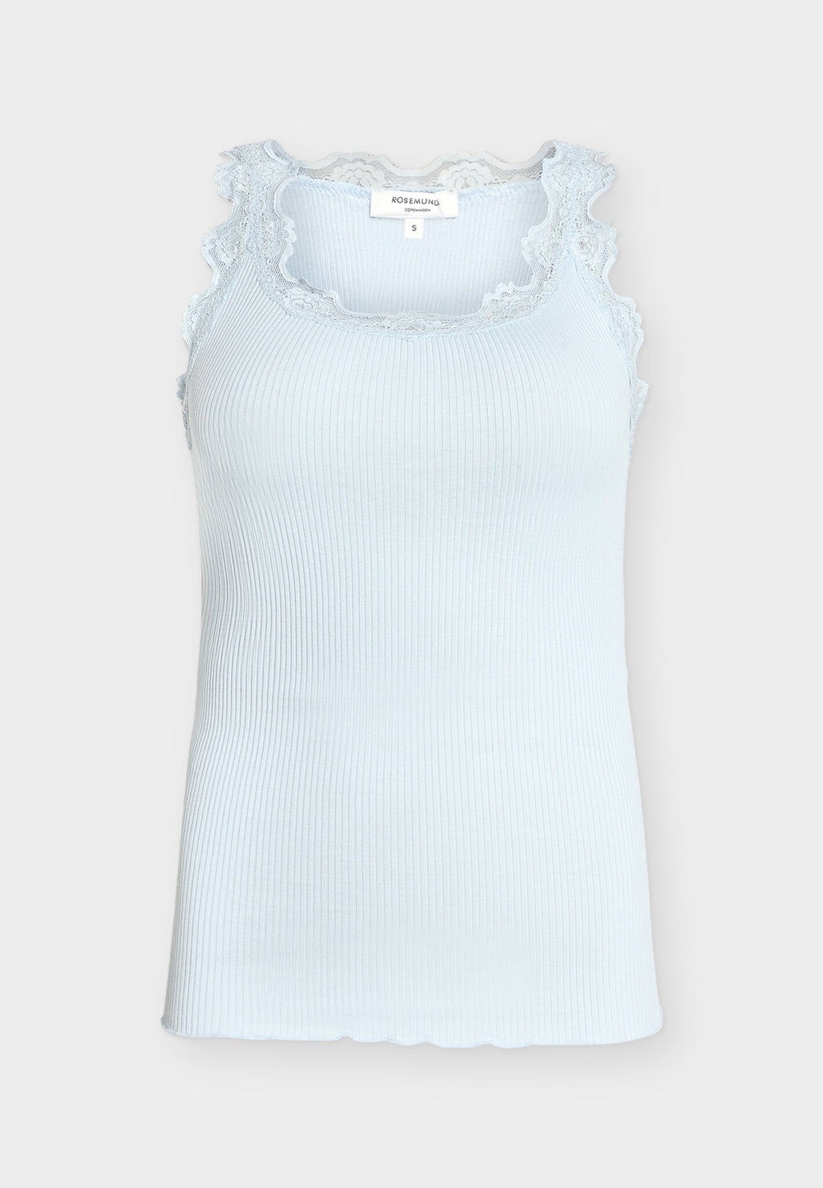 Babette Silk U-Neck Long Lace Top | Nantucket Blue