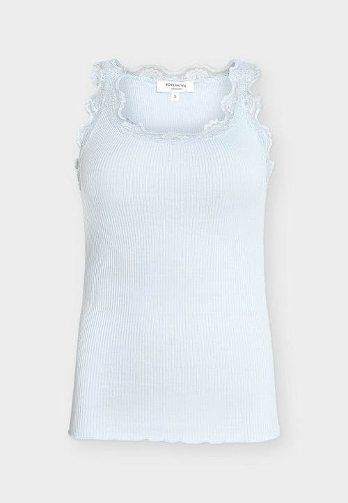 Babette Silk U-Neck Long Lace Top | Nantucket Blue